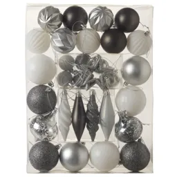 Assorted Silver Bauble, Pack of 40