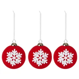 Red & white Snowflake Decoration, Set of 3