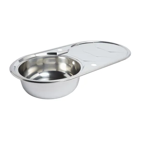 Cooke & Lewis Jemison Polished Stainless steel 1 Bowl Sink & drainer