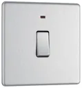 GoodHome 20A Brushed Steel Rocker Flat plate Control switch with LED Indicator