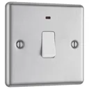 GoodHome 20A Brushed Steel Rocker Raised rounded Control switch with LED Indicator