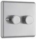 GoodHome Brushed Steel Raised rounded profile Double 2 way 400W Dimmer switch