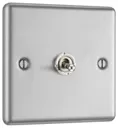 GoodHome Brushed Steel 20A 2 way 1 gang Raised rounded Single toggle light Switch