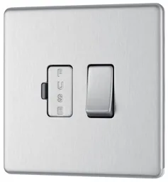 GoodHome Brushed Steel 13A 2 way Flat profile Screwless Switched Fused connection unit