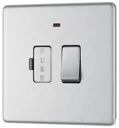 GoodHome Brushed Steel 13A 2 way Flat profile Screwless Switched Neon indicator Fused connection unit