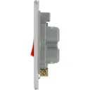 GoodHome Brushed Steel 45A 1 way 1 gang Raised rounded Cooker Screwless Switch with LED Indicator