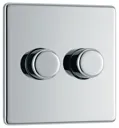 GoodHome Chrome Flat profile Double 2 way 400W Screwless Dimmer switch