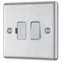 GoodHome Brushed Steel 13A 2 way Raised rounded profile Screwed Switched Fused connection unit