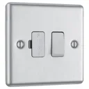 GoodHome Brushed Steel 13A 2 way Raised rounded profile Screwed Switched Fused connection unit