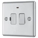 GoodHome Brushed Steel 13A 2 way Raised rounded profile Screwed Switched Neon indicator Fused connection unit
