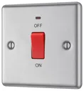 GoodHome Brushed Steel 45A 1 way 1 gang Raised rounded Cooker Switch with LED Indicator