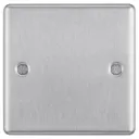GoodHome Brushed Steel 1 gang Single Raised rounded profile Blanking plate