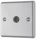 GoodHome Brushed Steel Raised rounded Wall-mounted Single TV socket