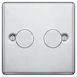 GoodHome Chrome Raised rounded profile Double 2 way 400W Dimmer switch