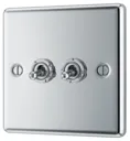 GoodHome Chrome 20A 2 way 2 gang Raised rounded Double toggle light Switch