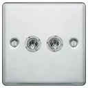 GoodHome Chrome 20A 2 way 2 gang Raised rounded Double toggle light Switch