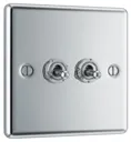 GoodHome Chrome 20A 2 way 2 gang Raised rounded Double toggle light Switch