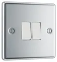 GoodHome Chrome 20A 2 way 2 gang Raised rounded Double light Switch
