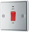 GoodHome Chrome 45A 1 way 1 gang Raised rounded Cooker Switch with LED Indicator