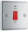 GoodHome Chrome 45A 1 way 1 gang Raised rounded Cooker Switch with LED Indicator