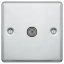 GoodHome Chrome Raised rounded Wall-mounted Single TV socket