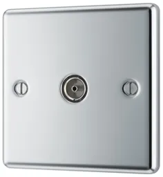 GoodHome Chrome Raised rounded Wall-mounted Single TV socket