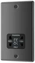 GoodHome Black Nickel Double Raised rounded Screwed Shaver socket