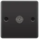 GoodHome Black Nickel Raised rounded Wall-mounted Single TV socket