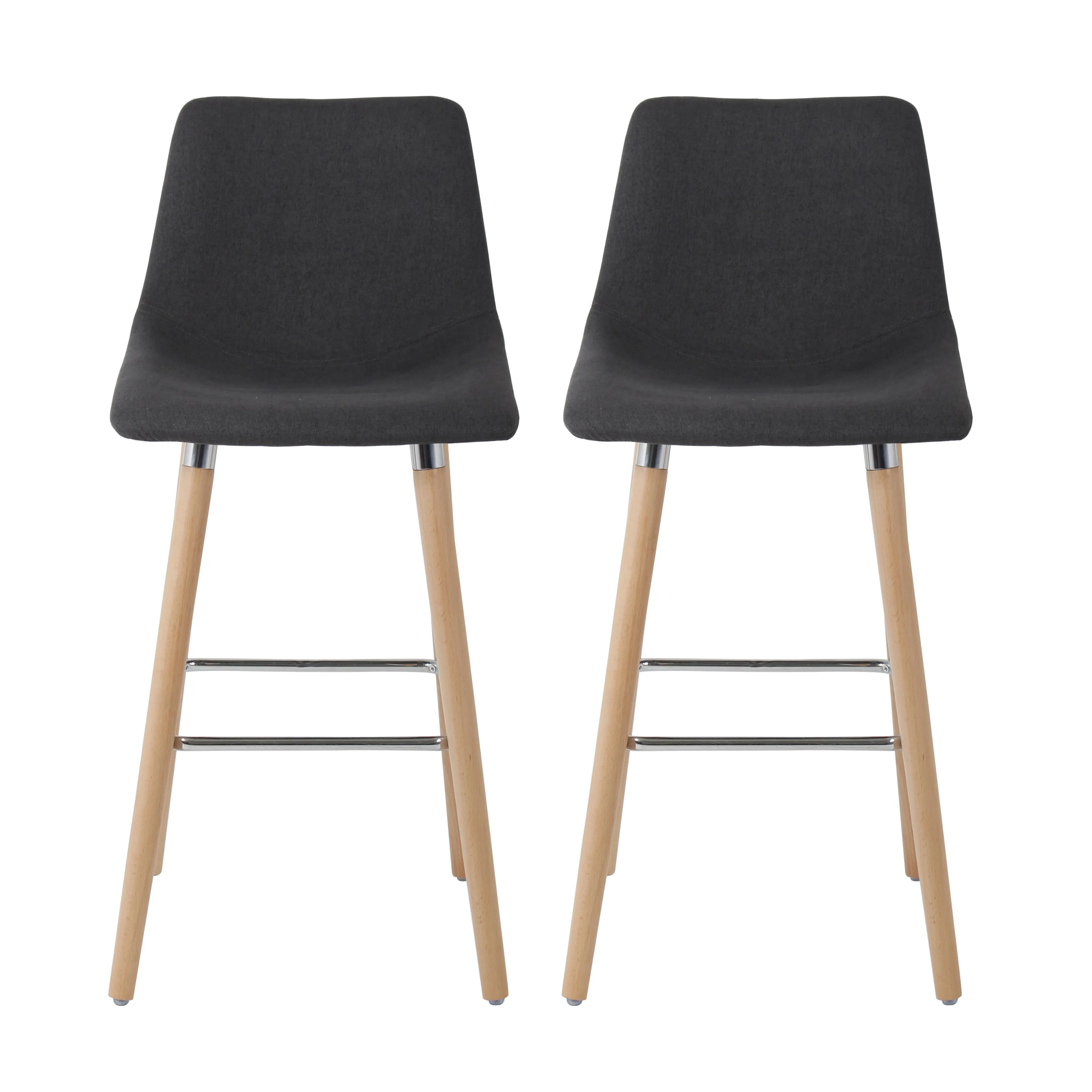 GoodHome Bandel Dark grey Fabric Bar stool, Pack of 2