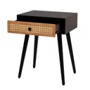 Leona Matt black rattan effect 1 Drawer Bedside table (H)580mm (W)350mm (D)450mm