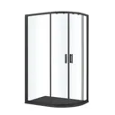 GoodHome Beloya Black Left-handed Offset quadrant Clear Shower Enclosure & tray with Corner entry double sliding door (W)1200mm (D)800mm