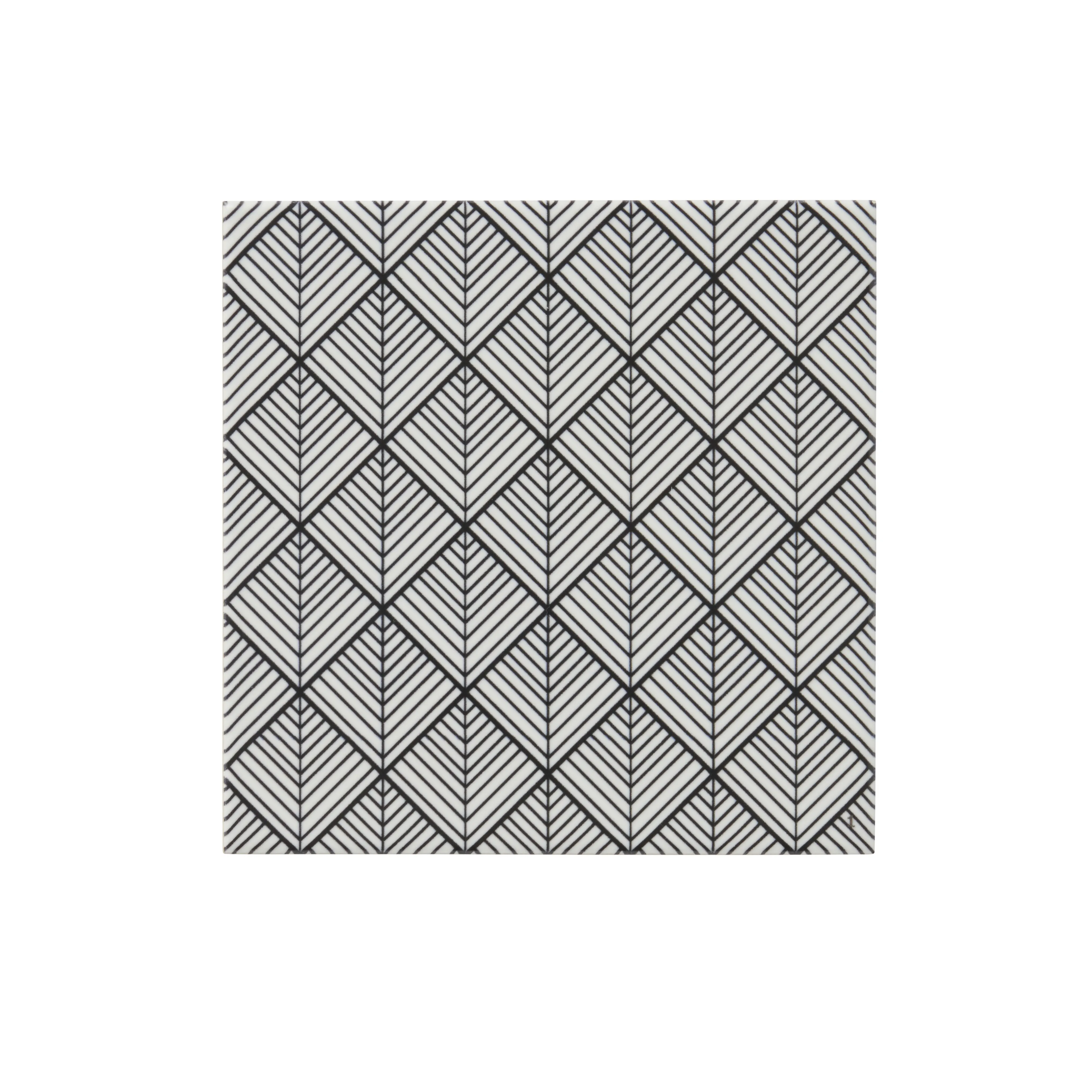 Glina White Gloss Patterned Ceramic Wall Tile, Pack of 40, (L)150mm (W)150mm