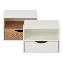 Monda Matt ash veneer 1 Drawer Bedside table (H)250mm (W)300mm (D)350mm