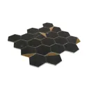 Delicato Black Natural stone & stainless steel Mosaic tile sheet, (L)306mm (W)332mm