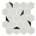 Delicato White Natural stone & stainless steel Mosaic tile sheet, (L)306mm (W)332mm