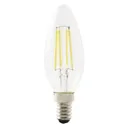Diall 4W 550lm Candle Neutral white LED filament Dimmable Filament Light bulb