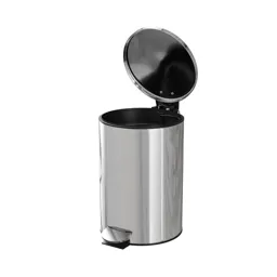 GoodHome Koros Polished Stainless steel Round Bathroom Pedal Bin, 3L