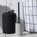 GoodHome Kina Black Polystyrene (PS) Round Bathroom Swing top lid Bin, 5L