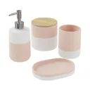 GoodHome Koros White & blush pink Gloss & matt Ceramic Soap dish (W)142mm