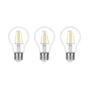 Diall E27 3.4W 470lm GLS Warm white LED Filament Light bulb, Pack of 3
