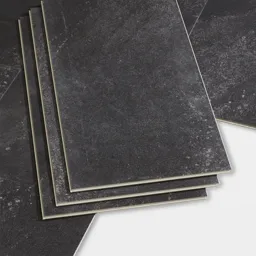 Jazy Charcoal Slate Stone effect Click fitting system Vinyl tile, Sample