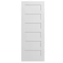 Horizontal 6 panel Shaker Smooth White Timber Internal Panel Door, (H)1981mm (W)610mm (T)35mm