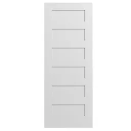 Horizontal 6 panel Shaker Smooth White Timber Internal Panel Door, (H)1981mm (W)686mm (T)35mm