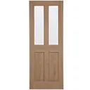 4 panel Etched Frosted Glazed Oak veneer Internal Door, (H)1981mm (W)762mm (T)35mm