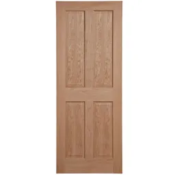 4 panel Oak veneer Internal Door, (H)1981mm (W)762mm (T)35mm