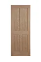 4 panel Oak veneer Internal Door, (H)2040mm (W)826mm (T)40mm