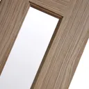 Vertical 3 panel Frosted Glazed Oak veneer Internal Door, (H)1981mm (W)686mm (T)35mm