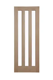Vertical 3 panel Glazed Oak veneer Internal Door, (H)1981mm (W)686mm (T)35mm