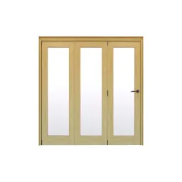 Geom 1 Lite Clear Glazed Veneered Oak Internal Bi-fold Door set, (H)2060mm (W)2132mm