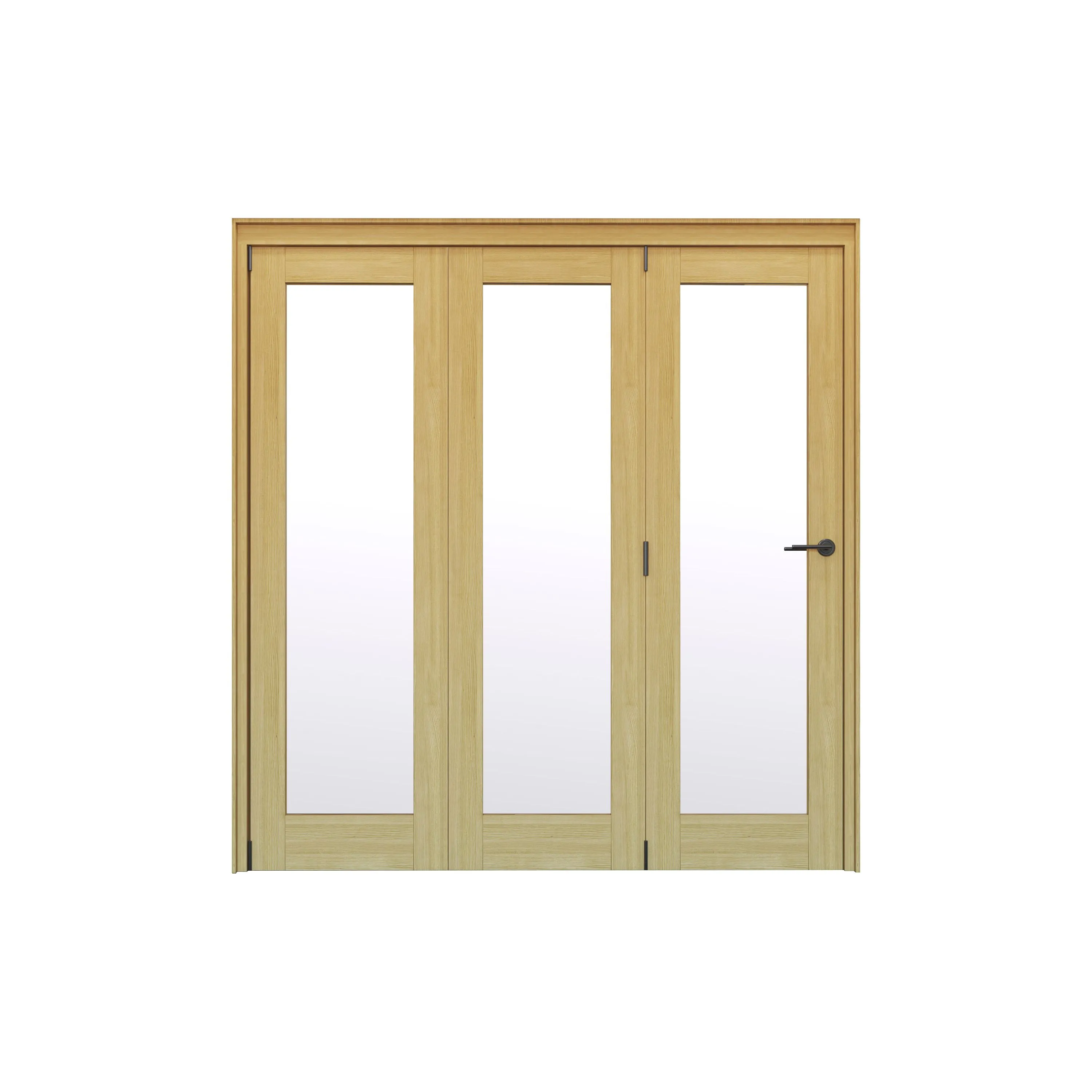 Geom 1 Lite Clear Glazed Veneered Oak Internal Bi-fold Door set, (H)2060mm (W)2132mm